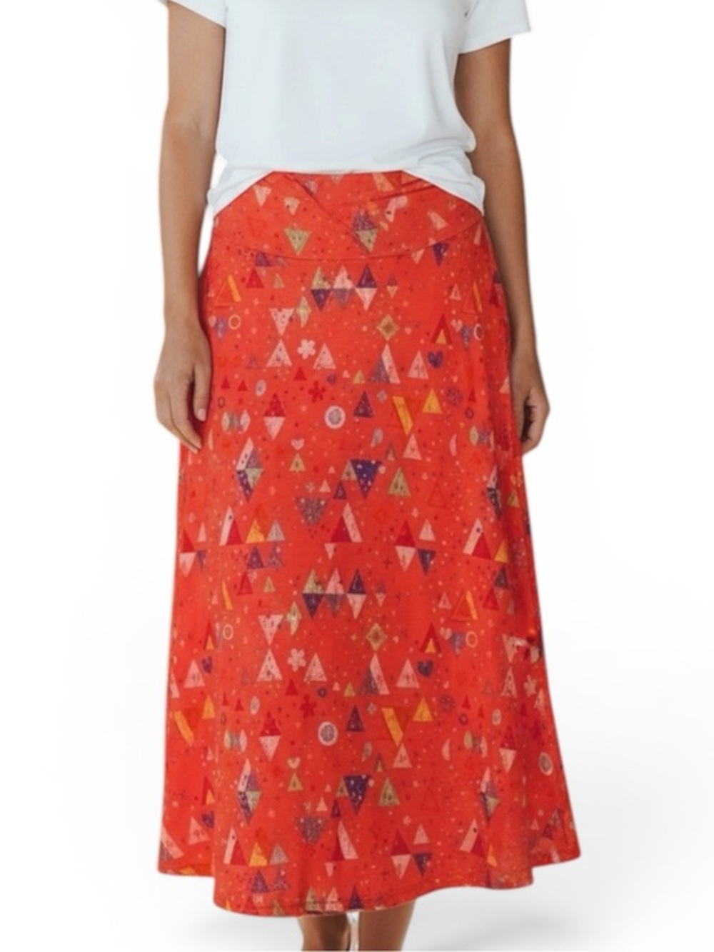 LulaRoe Skirt Azure Geometric Orange/Blue, XS